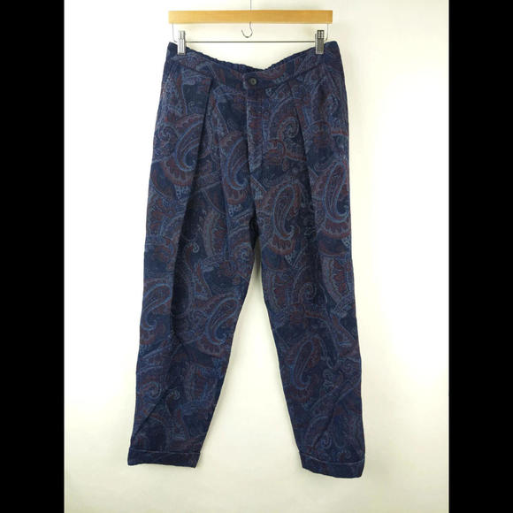 NEW BLUE BLUE JAPAN Sz 2 US 30 Indigo Gobelin Paisley Pleated Pants